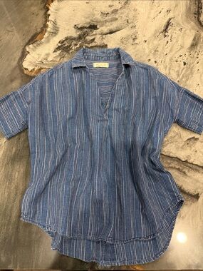 Madewell Indigo Stripe Tunic Top XXS Chambray Pullover